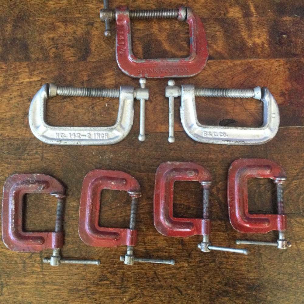 Lot Vintage Clamps 2 X 2 in,1 -141 1/2 Brink & Co x 1 inch Stanley USA
